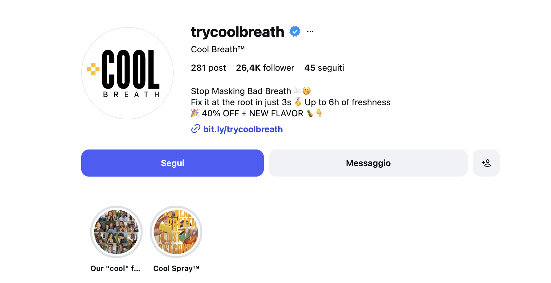 Profilo Instagram Cool Breath