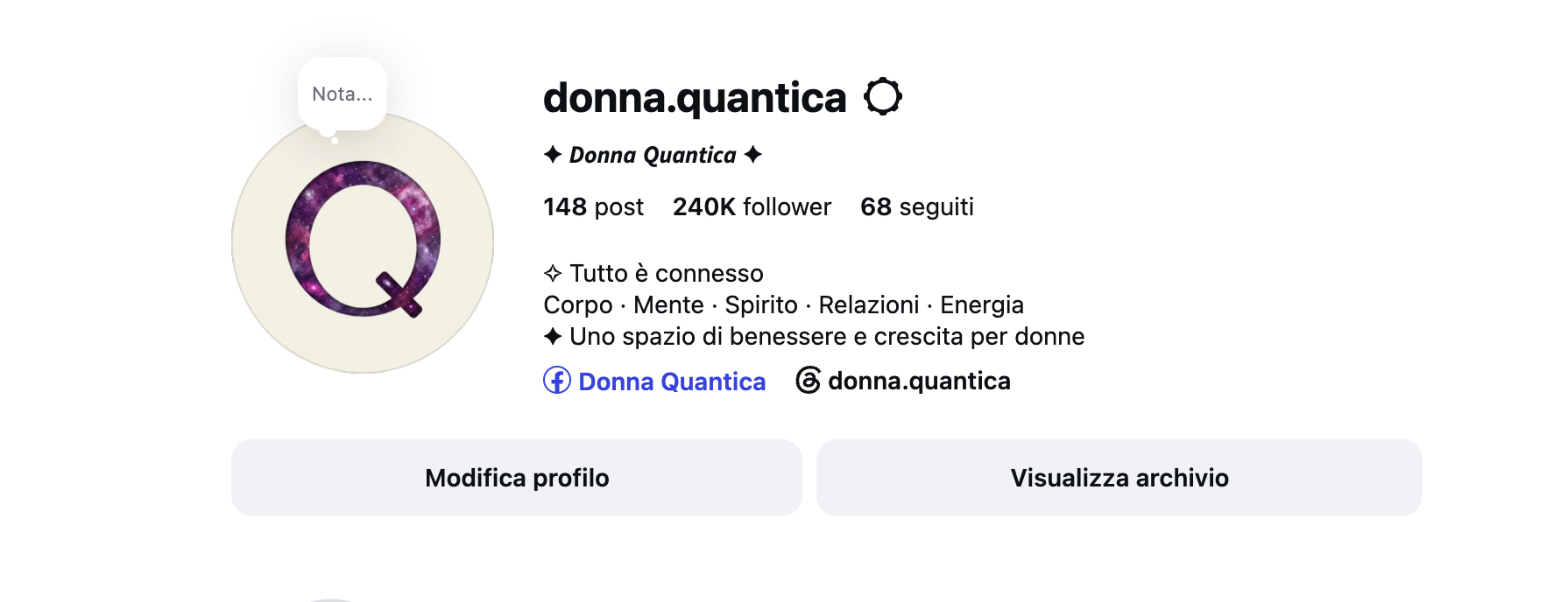 Profilo Donna Quantica